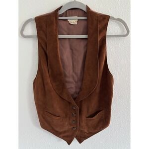Vintage 90s Banana Republic Safari Vest Mens Medium Brown Leather Waistcoat